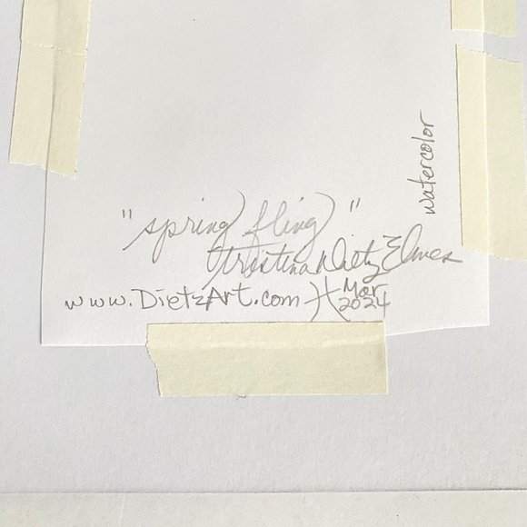 Spring Fling Original Wall Art Minimalist Flowers Watercolor Painting Mat 8x10in - Picture 4 of 4